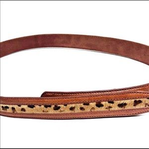 Terry Stack 1” leopard Horsehair Leather Belt Sz M